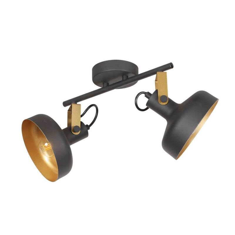 Zwarte 2 lichts spot / wandlamp Prato 4119ZW - Afbeelding 2