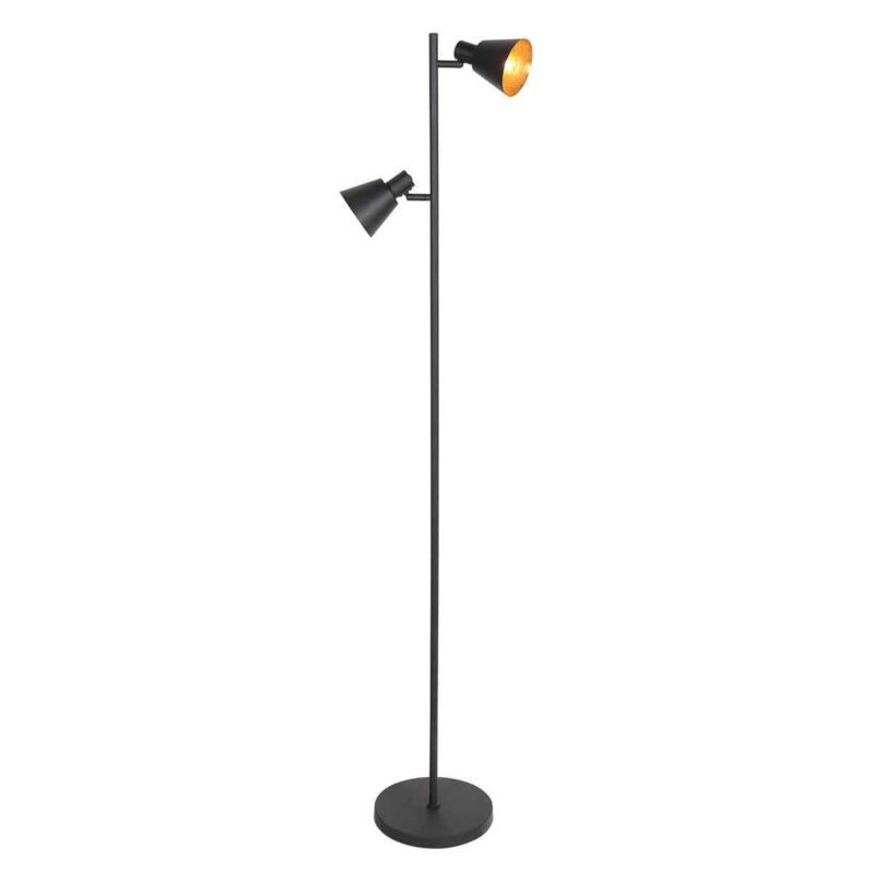 Zwarte 2 lichts vloerlamp Oeroe 4117ZW met E14 fittingen - Afbeelding 2