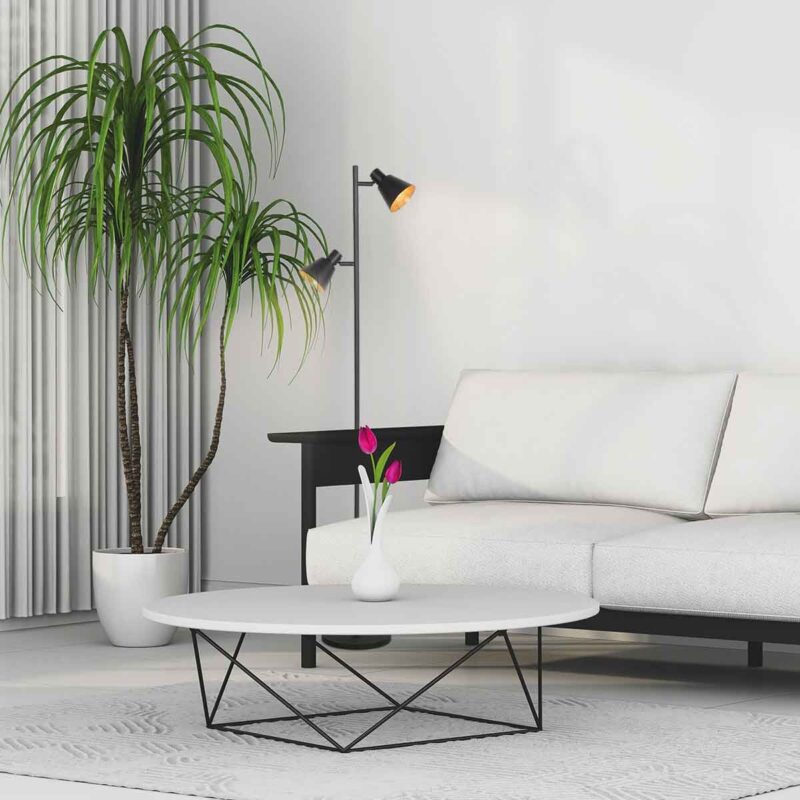 Zwarte 2 lichts vloerlamp Oeroe 4117ZW met E14 fittingen - Afbeelding 3