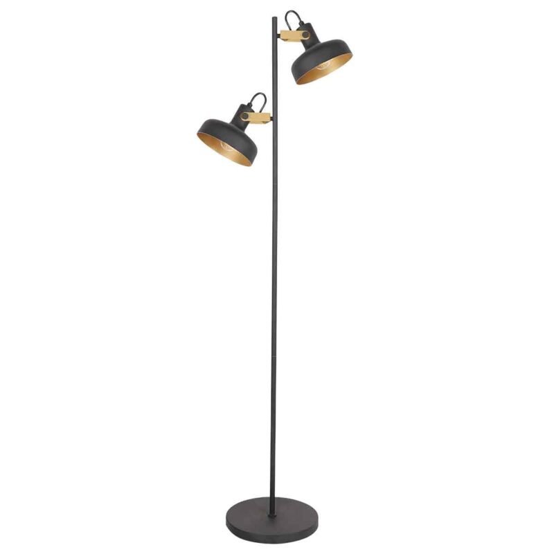 Zwarte 2 lichts vloerlamp Prato 4121ZW met E14 fittingen - Afbeelding 2