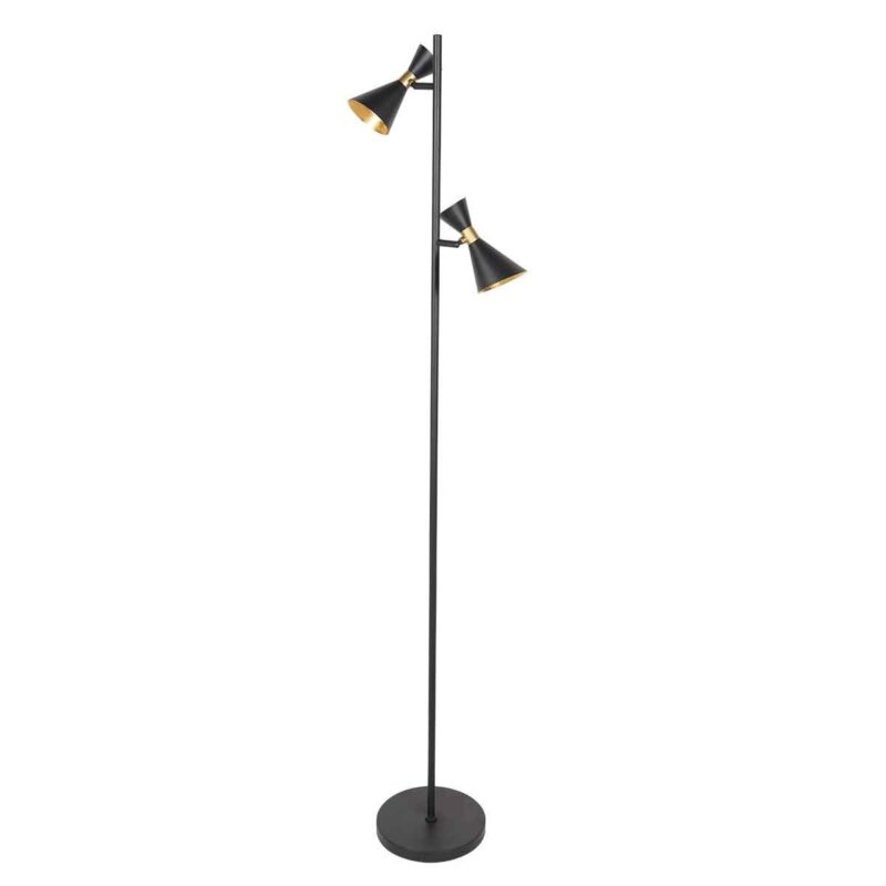 Sort gulvlampe med 2 lyskilder, Preto 4112ZW og GU10-fatninger - Billede 2