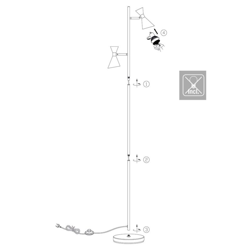 Sort gulvlampe med 2 lyskilder, Preto 4112ZW og GU10-fatninger - Billede 8