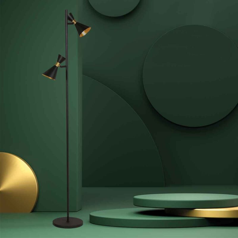 Sort gulvlampe med 2 lyskilder, Preto 4112ZW og GU10-fatninger - Billede 3