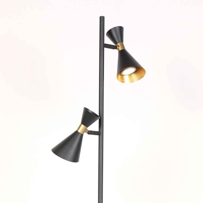 Sort gulvlampe med 2 lyskilder, Preto 4112ZW og GU10-fatninger - Billede 6