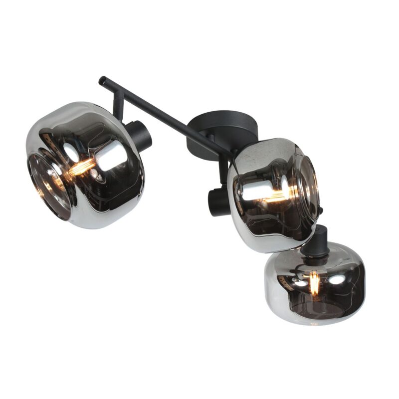 Spot de plafond noir 3 lumières Tenebris 4210ZW – Éclairage élégant avec verre fumé – Image 10