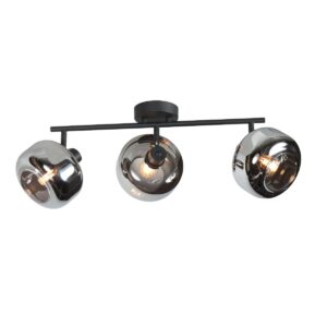 Spot de plafond noir à 3 lampes Tenebris 4210ZW – Éclairage élégant avec verre fumé