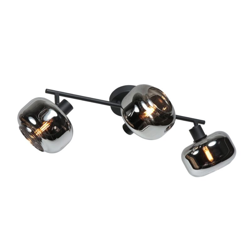 Zwarte 3-Lichts Plafondspot Tenebris 4210ZW – Stijlvolle Verlichting met Smoke Glas - Afbeelding 2