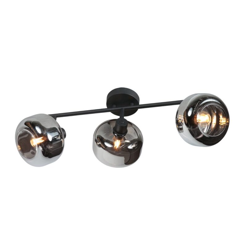 Zwarte 3-Lichts Plafondspot Tenebris 4210ZW – Stijlvolle Verlichting met Smoke Glas - Afbeelding 7