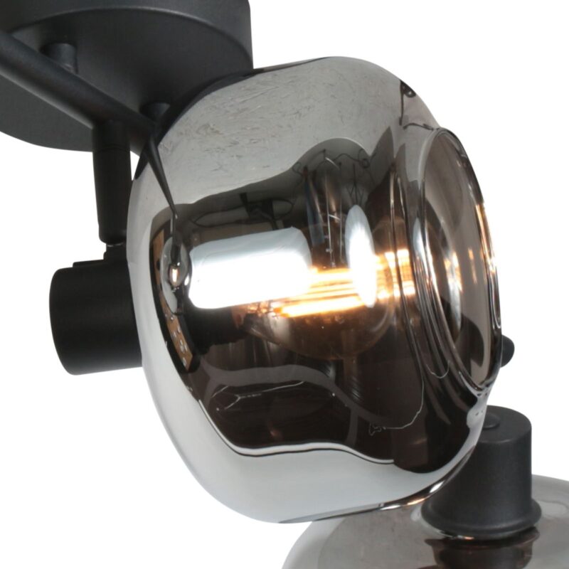 Zwarte 3-Lichts Plafondspot Tenebris 4210ZW – Stijlvolle Verlichting met Smoke Glas - Afbeelding 8