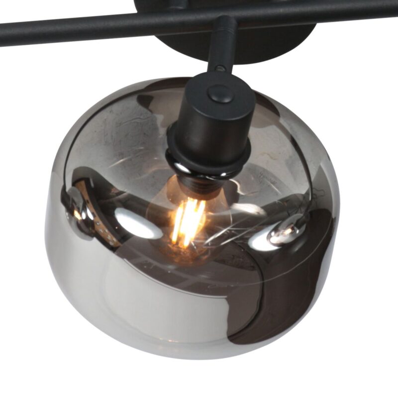 Zwarte 3-Lichts Plafondspot Tenebris 4210ZW – Stijlvolle Verlichting met Smoke Glas - Afbeelding 3