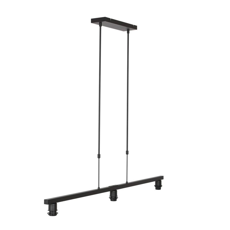 Zwarte 3-lichts hanglamp Stang 3981ZW met zwart linnen kappen met goudkleurige binnenkant - Afbeelding 10