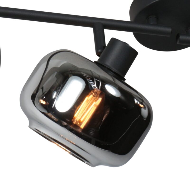 Zwarte 4-Lichts Plafondspot Tenebris 4211ZW – Stijlvolle Verlichting met Smoke Glas - Afbeelding 8