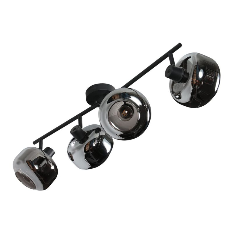 Zwarte 4-Lichts Plafondspot Tenebris 4211ZW – Stijlvolle Verlichting met Smoke Glas - Afbeelding 9