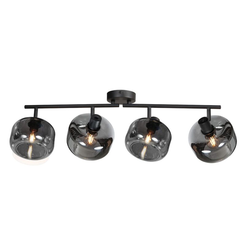 Zwarte 4-Lichts Plafondspot Tenebris 4211ZW – Stijlvolle Verlichting met Smoke Glas - Afbeelding 11