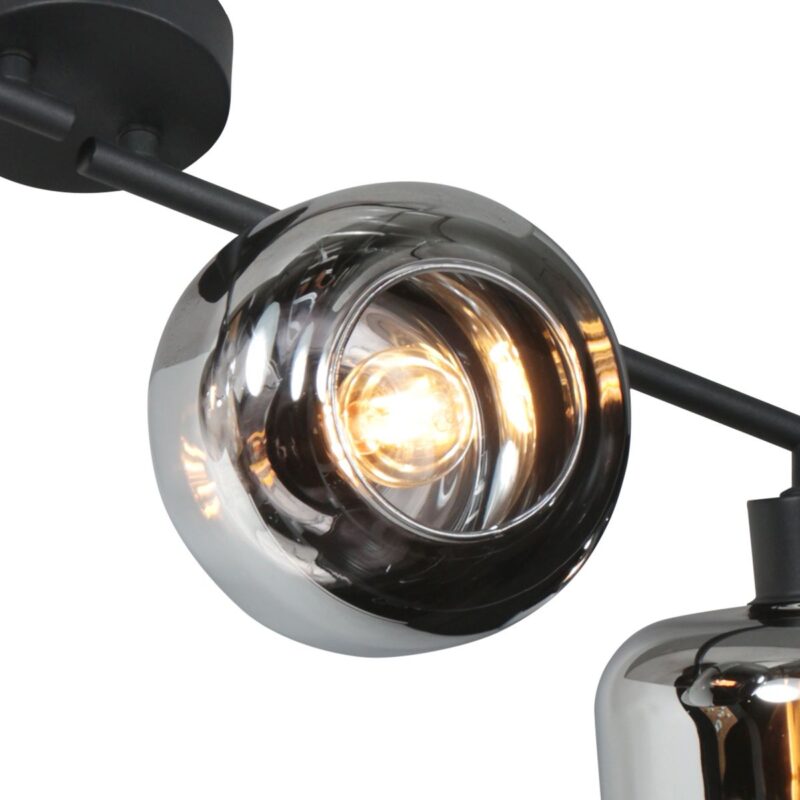 Zwarte 4-Lichts Plafondspot Tenebris 4211ZW – Stijlvolle Verlichting met Smoke Glas - Afbeelding 3