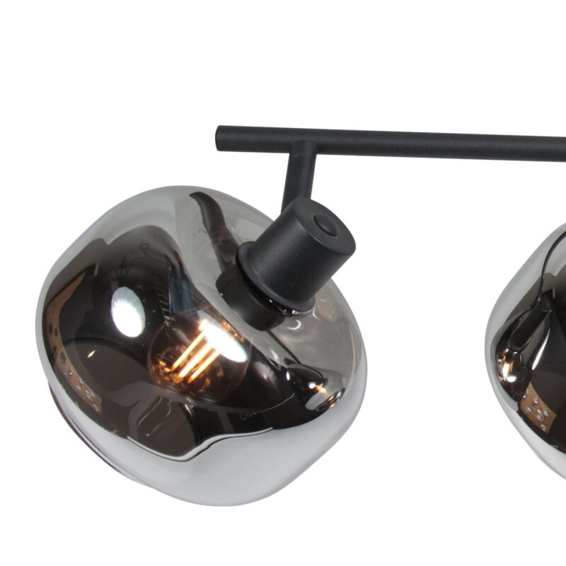 Zwarte 4-Lichts Plafondspot Tenebris 4211ZW – Stijlvolle Verlichting met Smoke Glas - Afbeelding 4