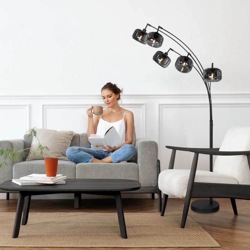 Zwarte 5-Lichts Vloerlamp Tenebris 4214ZW – Luxe en Sfeervolle Verlichting - Afbeelding 3