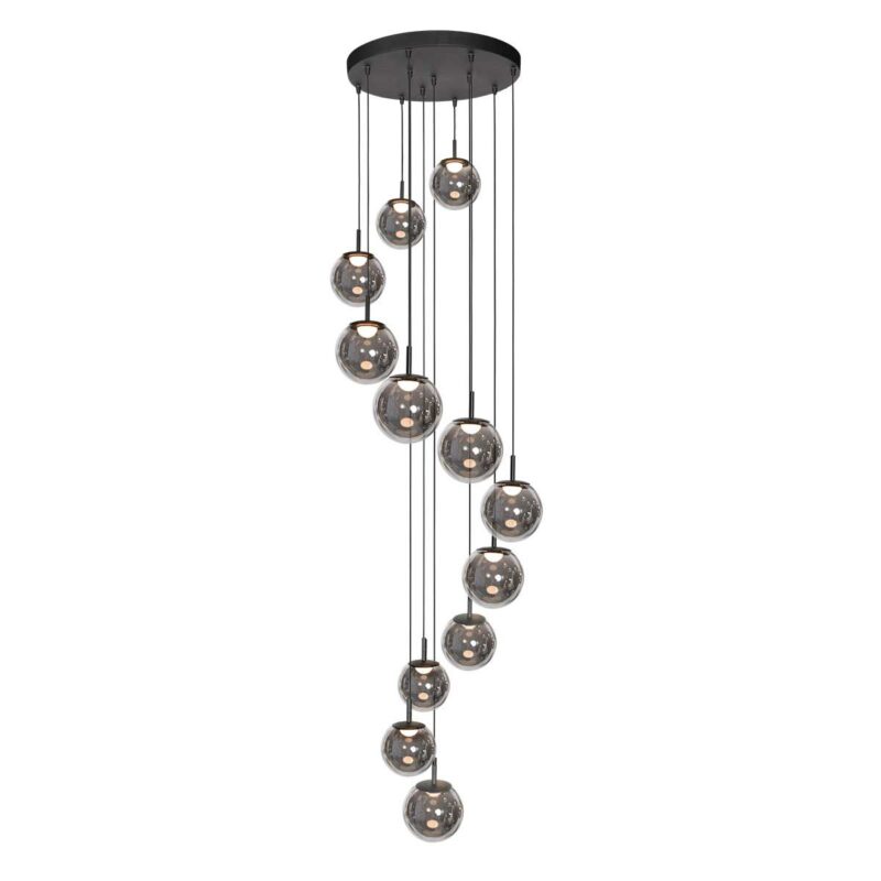 Zwarte Hanglamp Bollique 4195ZW – Imposante Vide Lamp met 12 Lichtpunten - Afbeelding 2