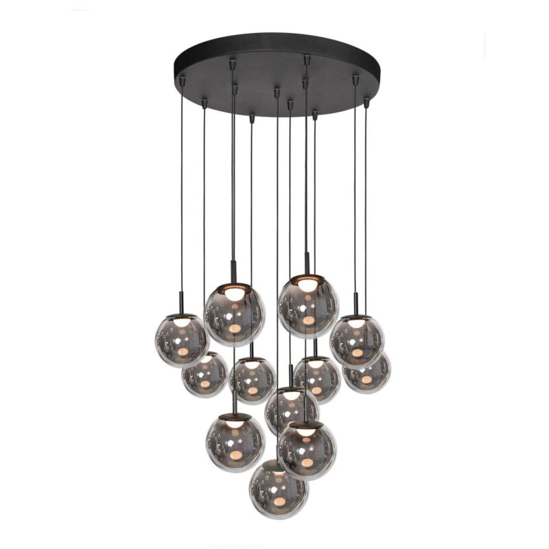 Zwarte Hanglamp Bollique 4195ZW – Imposante Vide Lamp met 12 Lichtpunten - Afbeelding 9