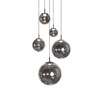 Sort pendellampe Bollique 4196ZW – Stilfuld videolampe med røgfarvet glas