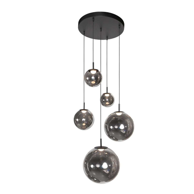 Zwarte Hanglamp Bollique 4196ZW – Stijlvolle Vide Lamp met Smoke Glas - Afbeelding 2