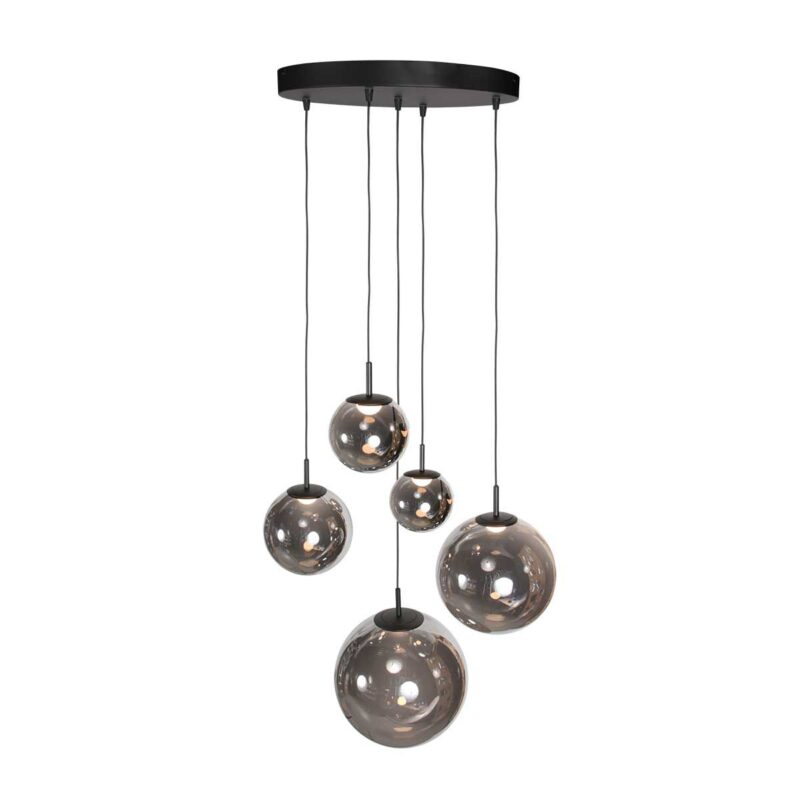 Zwarte Hanglamp Bollique 4196ZW – Stijlvolle Vide Lamp met Smoke Glas - Afbeelding 7
