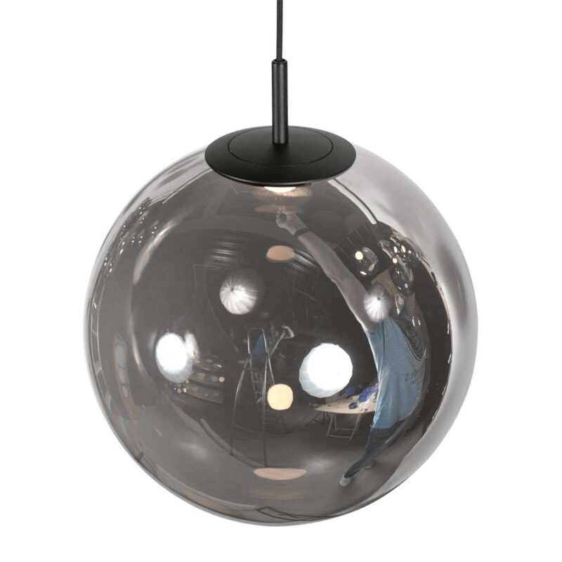 Zwarte Hanglamp Bollique 4196ZW – Stijlvolle Vide Lamp met Smoke Glas - Afbeelding 8