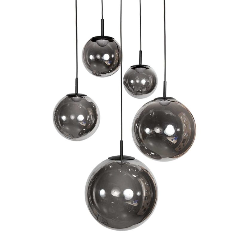 Zwarte Hanglamp Bollique 4196ZW – Stijlvolle Vide Lamp met Smoke Glas - Afbeelding 11