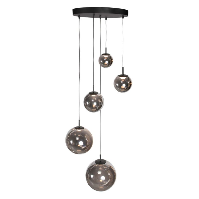 Zwarte Hanglamp Bollique 4196ZW – Stijlvolle Vide Lamp met Smoke Glas - Afbeelding 12