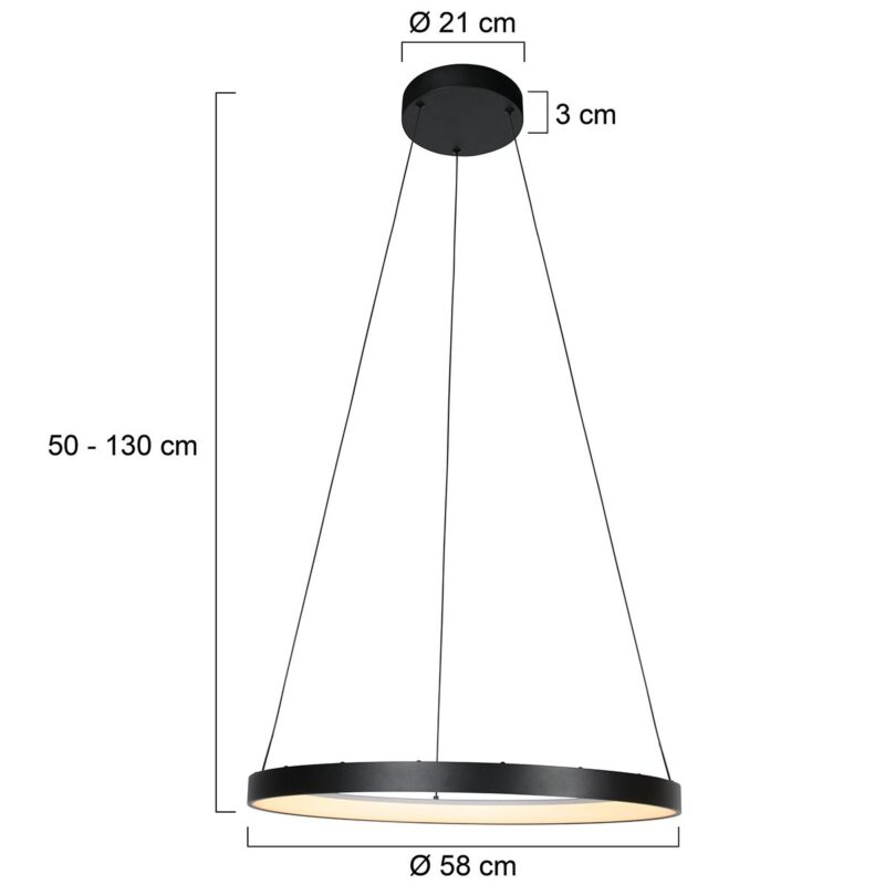 Zwarte Hanglamp Circolare 4206ZW – Modern Design met Krachtige LED-Verlichting - Afbeelding 7