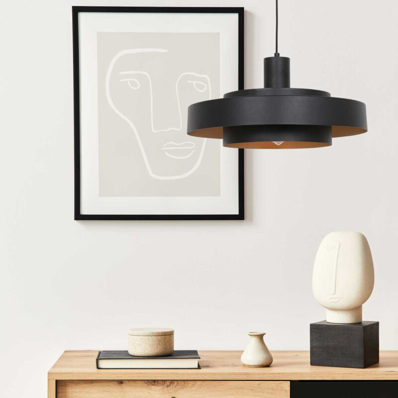 Zwarte Hanglamp Flinter 3329ZW  Uniek Design met Luxueuze Uitstraling - Afbeelding 3