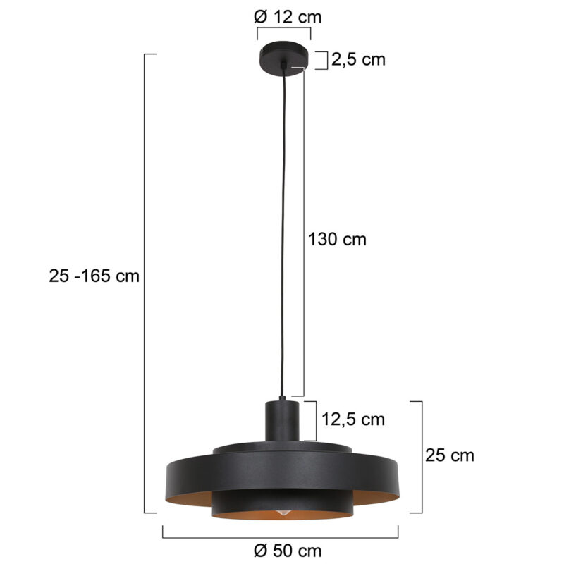 Zwarte Hanglamp Flinter 3329ZW  Uniek Design met Luxueuze Uitstraling - Afbeelding 7