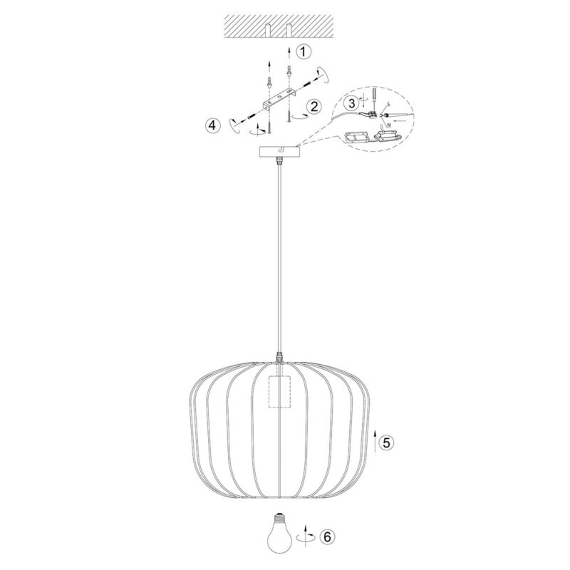 Zwarte Hanglamp Sable 4192ZW Stijlvolle Verlichting met Luxe Linnen Kap - Afbeelding 8