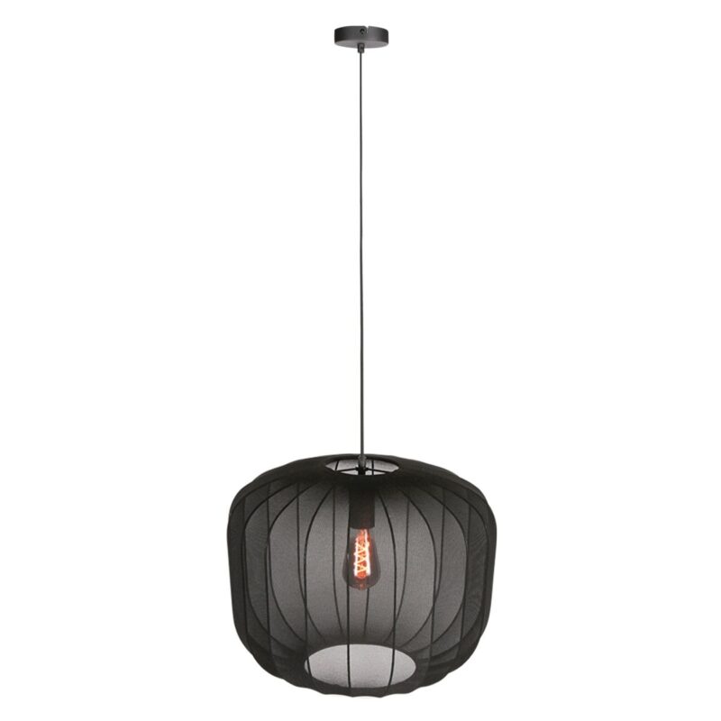 Zwarte Hanglamp Sable 4192ZW Stijlvolle Verlichting met Luxe Linnen Kap - Afbeelding 9