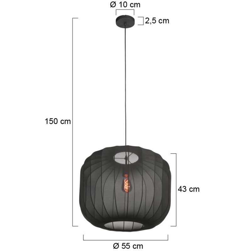 Zwarte Hanglamp Sable 4192ZW Stijlvolle Verlichting met Luxe Linnen Kap - Afbeelding 7