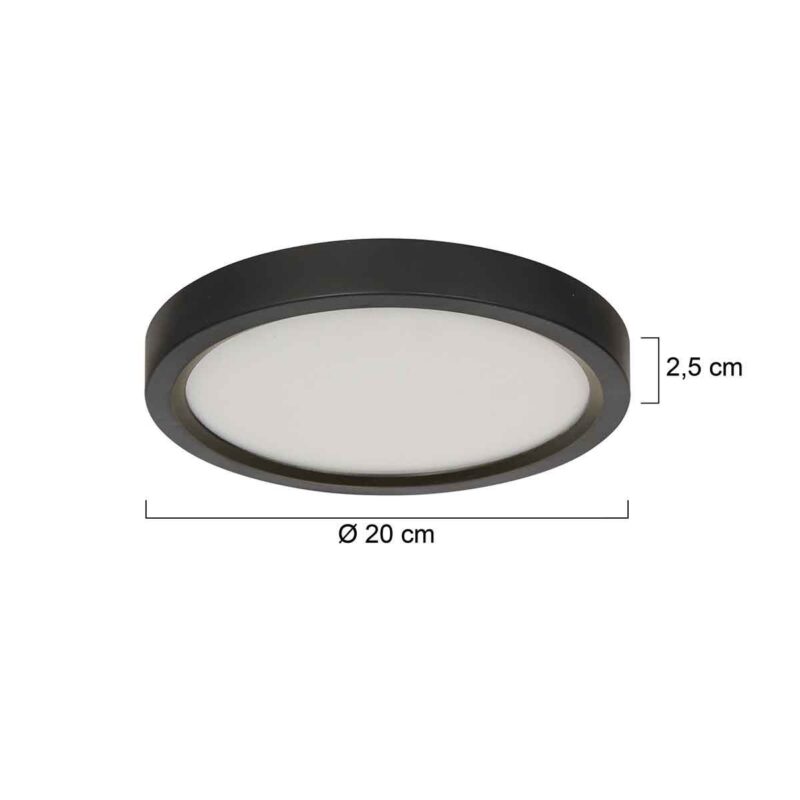 Zwarte Plafondlamp 4131ZW met 3 standen dimfunctie en lichtkleur instelbaarheid Ø20 cm - Afbeelding 7