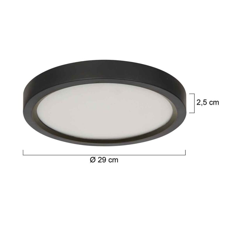 Zwarte Plafondlamp 4132ZW met 3 standen dimfunctie en lichtkleur instelbaarheid Ø29 cm - Afbeelding 7