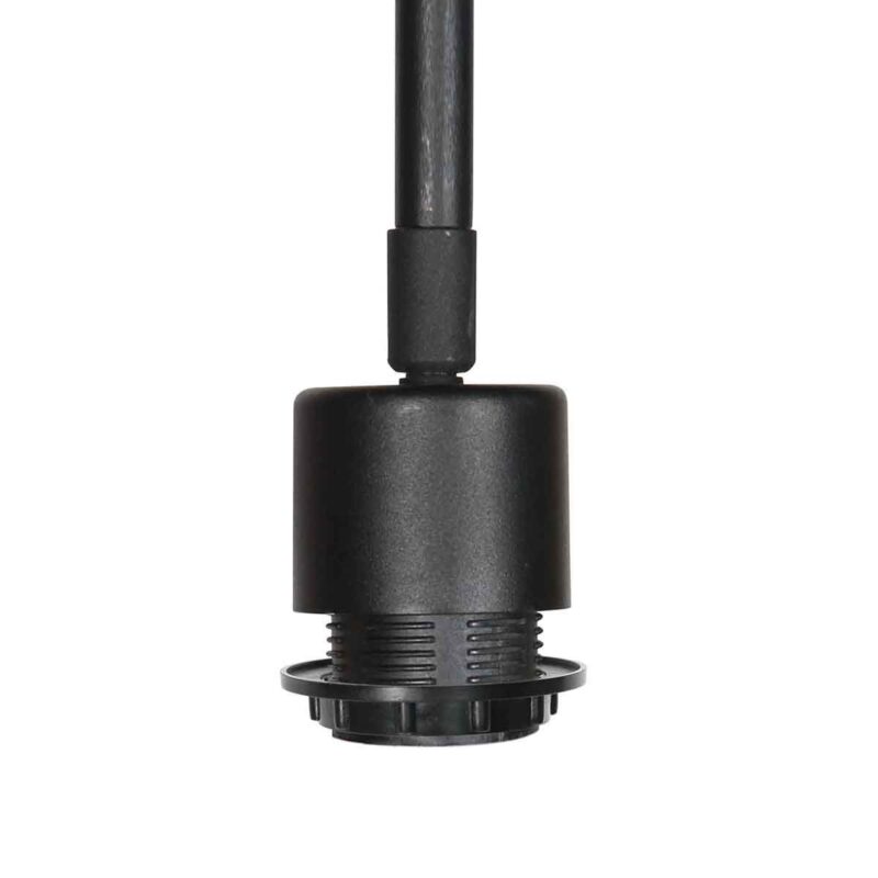 Zwarte Wandlamp Bloeba 4174ZW met grijs grof linnen kap - Afbeelding 3
