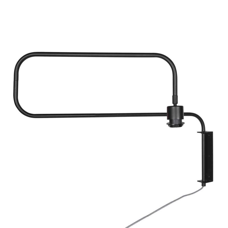 Zwarte Wandlamp Bloeba 4175ZW met wit grof linnen kap - Afbeelding 12
