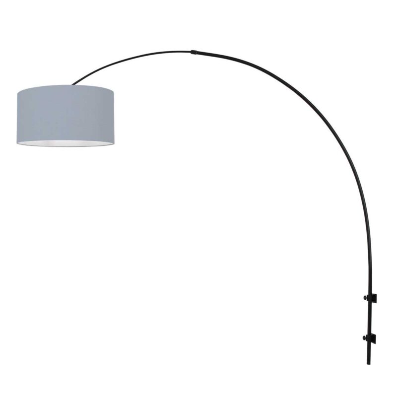 Zwarte boog wandlamp Sparkled Light 3931ZW met blauw linnen kap - Afbeelding 2