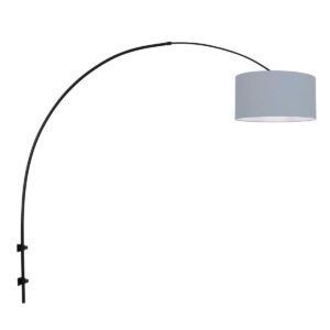 Zwarte boog wandlamp Sparkled Light 3931ZW met blauw linnen kap