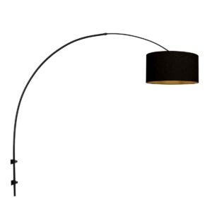 Zwarte boog wandlamp Sparkled Light 3967ZW met zwart goud linnen kap