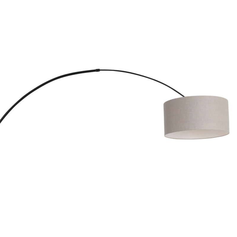 Zwarte boog wandlamp Sparkled Light 8137ZW met grijs grof linnen kap - Afbeelding 16