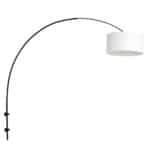 Zwarte boog wandlamp Sparkled Light 8138ZW met wit grof linnen kap
