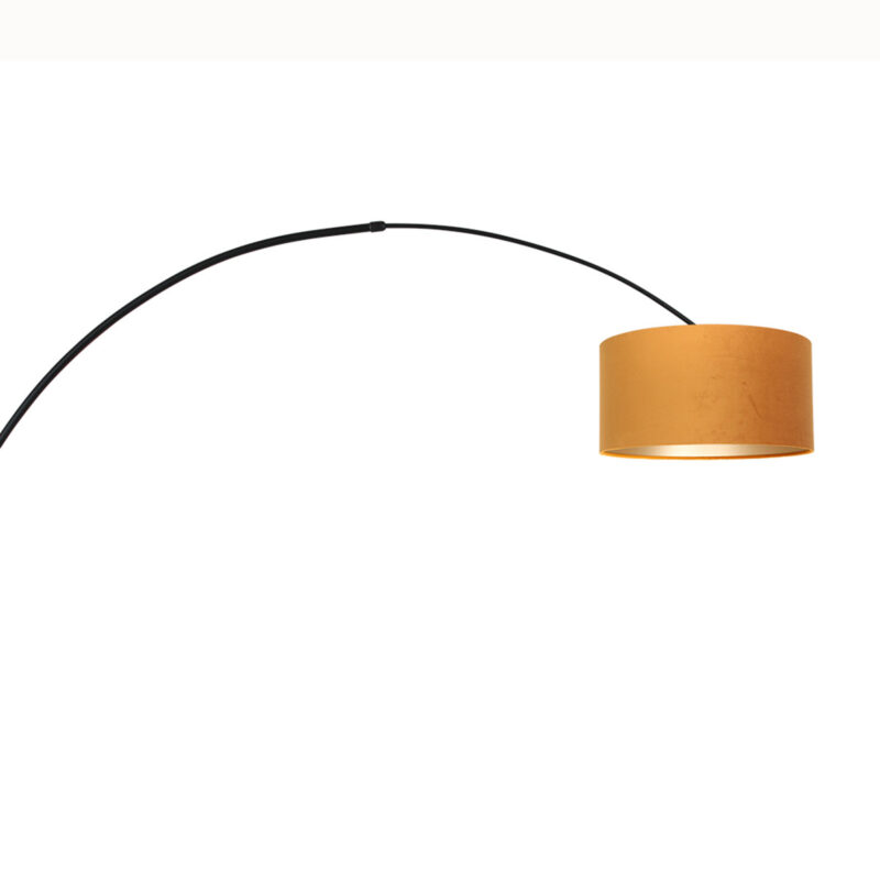 Zwarte boog wandlamp Sparkled Light 8141ZW met goud velours kap - Afbeelding 17
