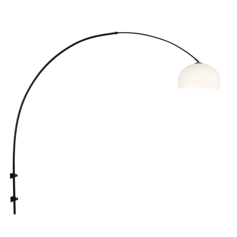 Zwarte boog wandlamp Sparkled Light 8195ZW met wit kunststof bol kap - Afbeelding 2