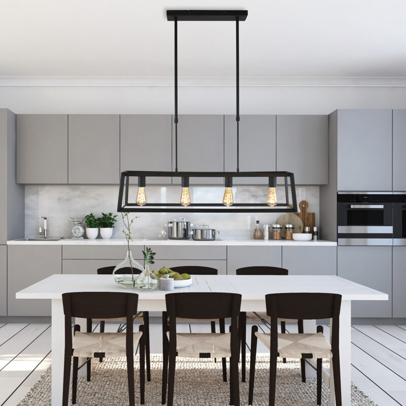 Zwarte hanglamp Buckley 1705ZW met 4 x een E27 fitting - Afbeelding 4