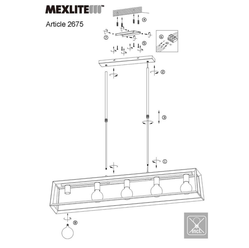 Zwarte hanglamp Buckley 2675ZW met 5 x een E27 fitting - Afbeelding 10