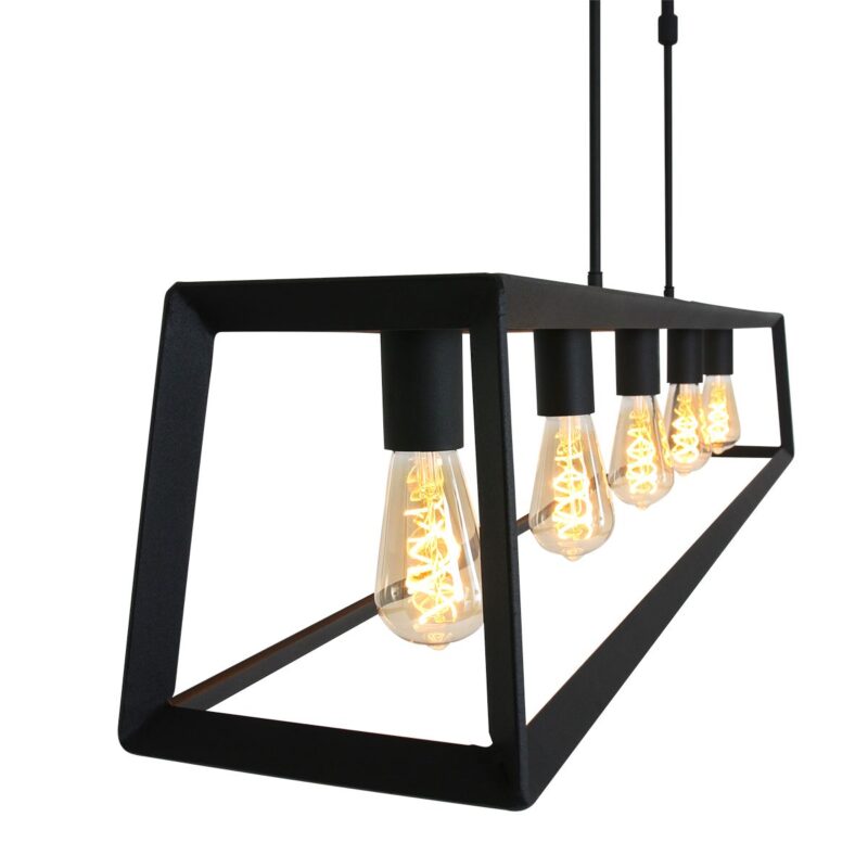 Zwarte hanglamp Buckley 2675ZW met 5 x een E27 fitting - Afbeelding 11