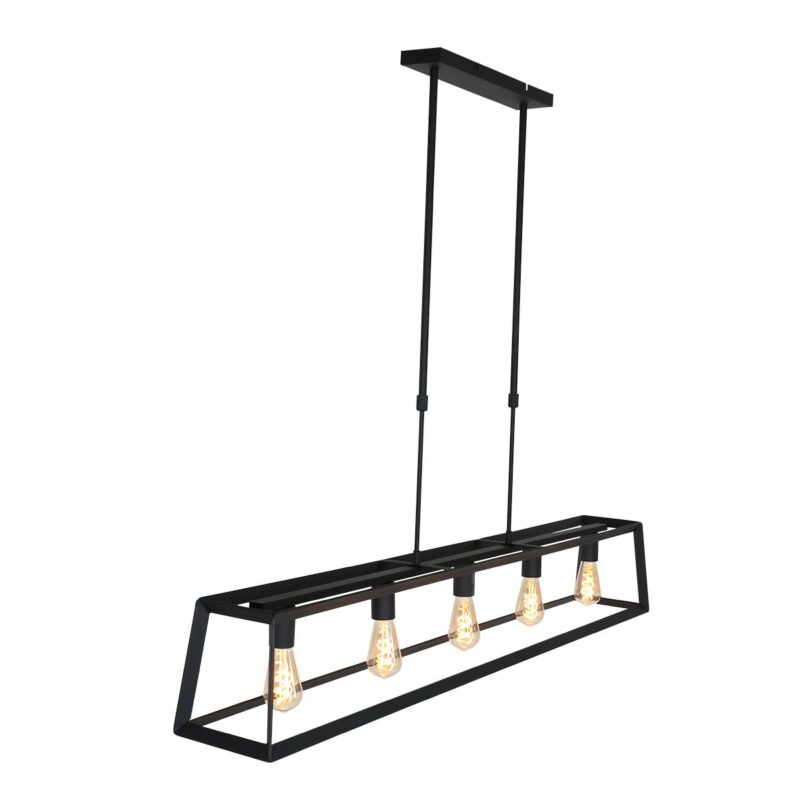 Zwarte hanglamp Buckley 2675ZW met 5 x een E27 fitting - Afbeelding 17